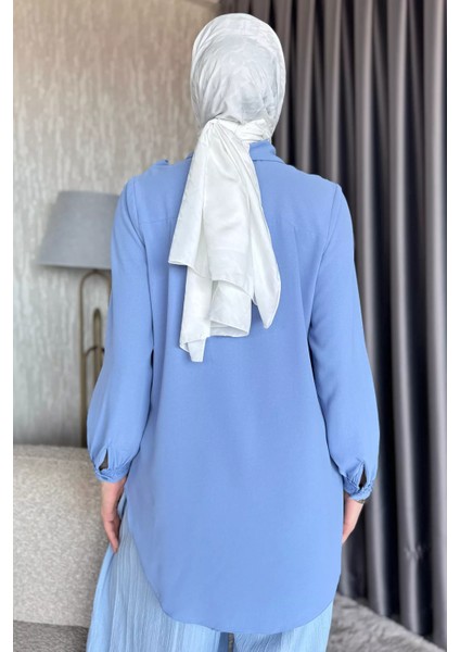 Güpür Detaylı Fırfırlı Tesettür Gömlek P-00017549