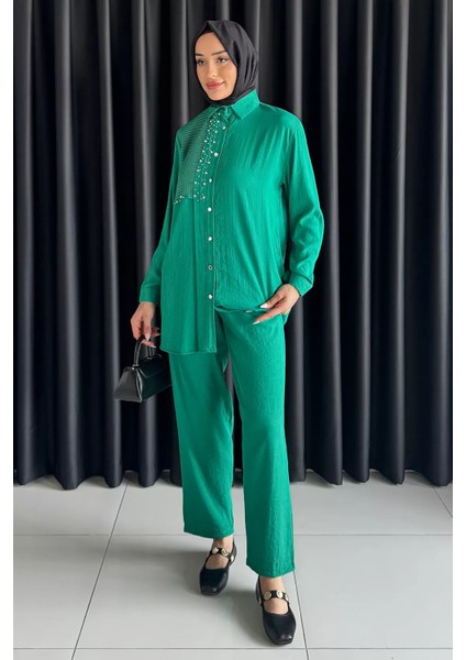 Dantelli Taşlı Tesettür Tunik Pantolon Ikili Takım P-00017622 fiyatları
