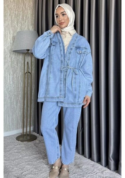 Tesettür Jean Kot Ceket Pantolon Ikili Takım P-00017550