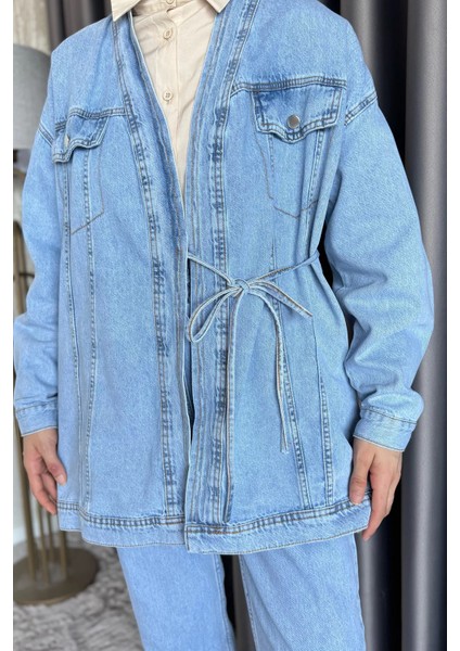 Tesettür Jean Kot Ceket Pantolon Ikili Takım P-00017550