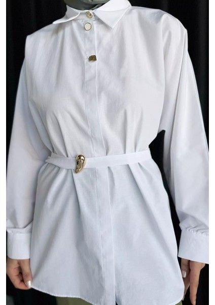 Bel Kuşaklı Tesettür Gömlek P-00017592 modelleri