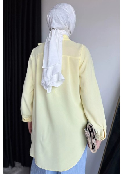 Güpür Detaylı Fırfırlı Tesettür Gömlek P-00017549