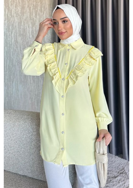 Fırfırlı Taş Işlemeli Tesettür Gömlek P-00017554