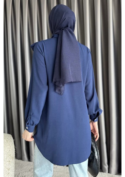 Fırfırlı Taş Işlemeli Tesettür Gömlek P-00017554