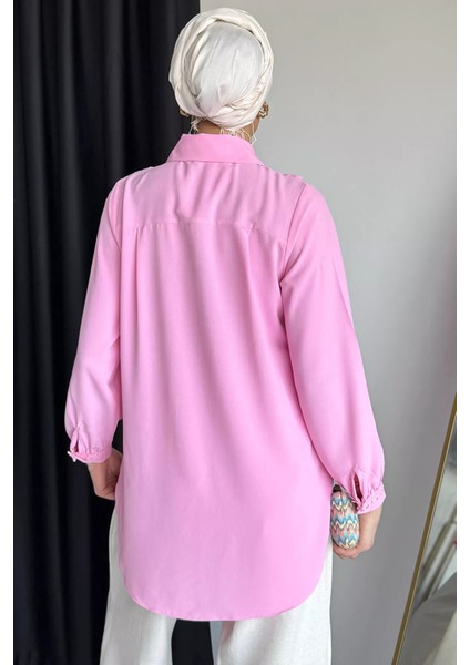 Güpür Detaylı Fırfırlı Tesettür Gömlek P-00017549