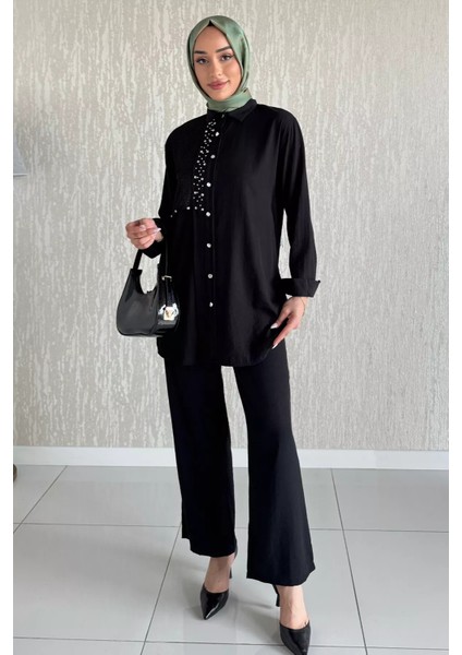 Dantelli Taşlı Tesettür Tunik Pantolon Ikili Takım P-00017622 fiyatları