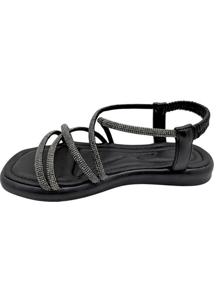 Velourae - Kadın Taşlı Sandalet - Siyah - 39 fiyatları