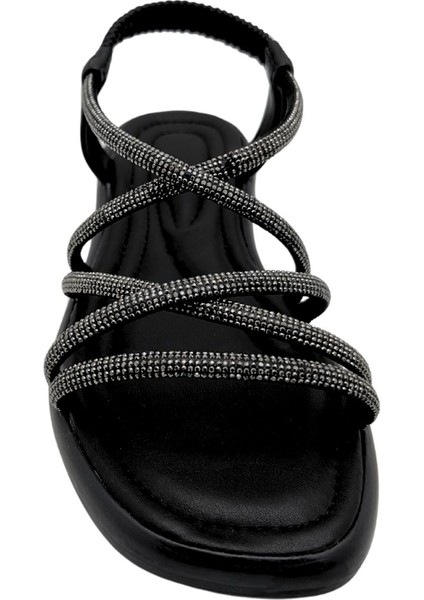 Velourae - Kadın Taşlı Sandalet - Siyah - 39 modelleri