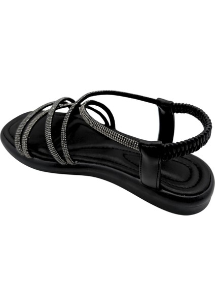 Velourae - Kadın Taşlı Sandalet - Siyah - 39 indirimleri