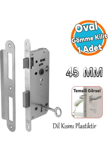 Oda Kapı Pvc Kapı Ahşap Kapı Wc Banyo Gömme Kilit Gövde Kilidi Silindirsiz Barelsiz Anahtarlı 45 mm