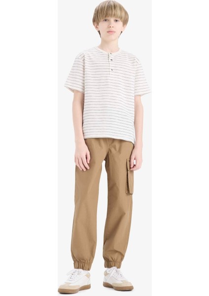 E5036 Kahve Erkek Çocuk Kargo Jogger Standart Paça Paraşüt Pantolon modelleri