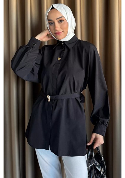 Bel Kuşaklı Tesettür Gömlek P-00017592