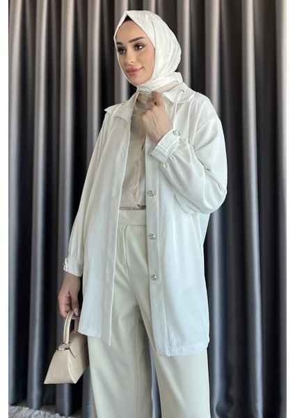 Yaka Bağcıklı Kol Apoletli Tesettür Kap P-00017540 fiyatları