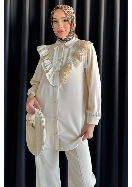 Fırfırlı Taş Işlemeli Tesettür Gömlek P-00017554 fiyatları