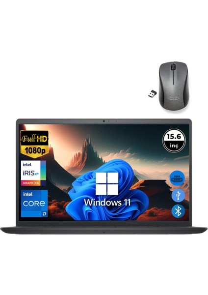 Inspiron 3520 I7 1255U 24GB 256 GB M.2 SSD I35201013U ATL160 O/b 15.6" WIN11PRO Taşınabilir Bilgisayar+Mouse