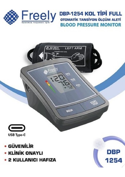 Dijital Kol Tipi Tansiyon Ölçüm Aleti DBP-1254