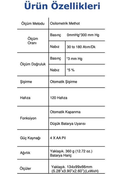 Dijital Kol Tipi Tansiyon Ölçüm Aleti DBP-1254