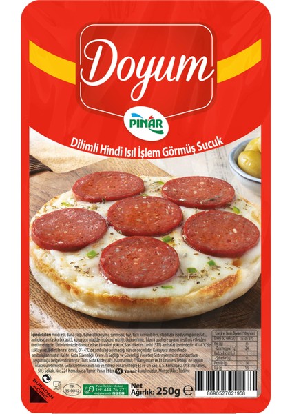 Doyum Dilimli Hindi Isıl Işlem Görmüş Sucuk 250 G