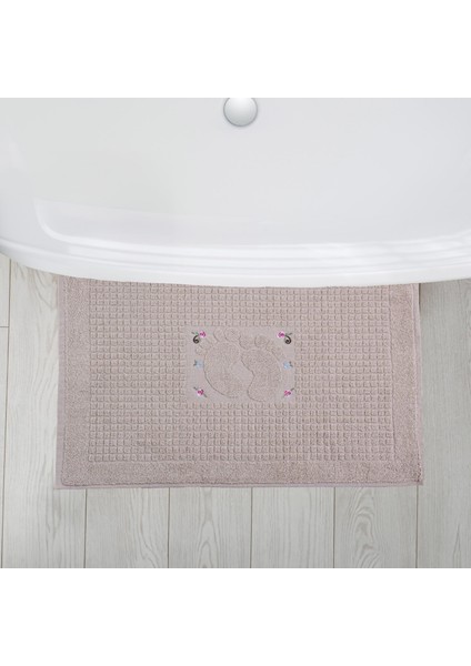 Banyo Çiçekli Pamuklu Ayak Havlusu 50X70CM Sütlü Kahve 2'li fırsatları