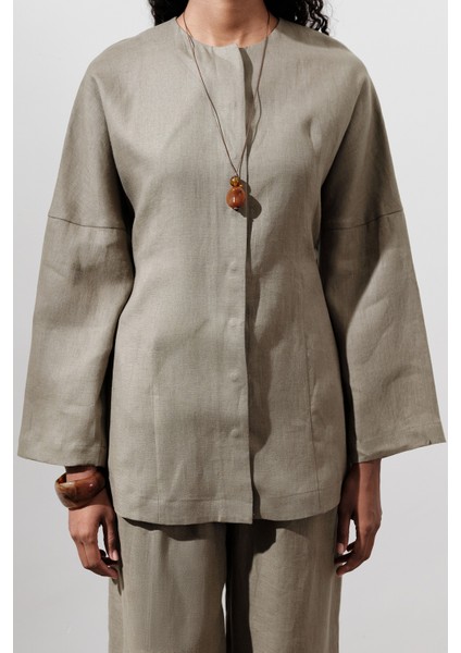 Keten Oturtmalı Ceket Haki fırsatları