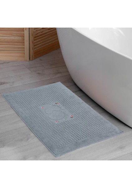 Banyo Çiçekli Pamuklu Ayak Havlusu 50X70CM Yeşil 2'li fiyatları