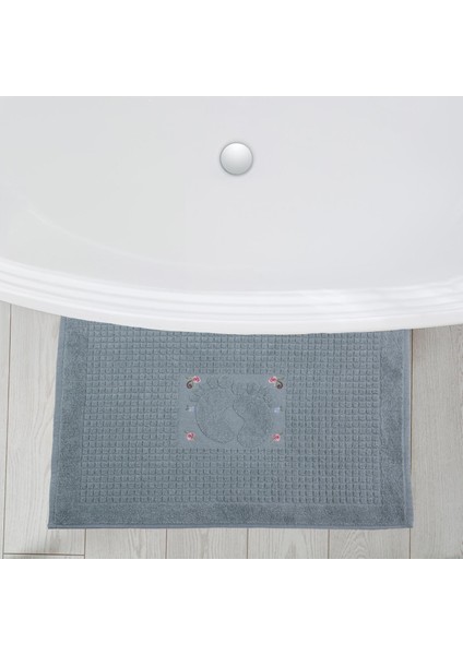 Banyo Çiçekli Pamuklu Ayak Havlusu 50X70CM Yeşil 2'li fırsatları