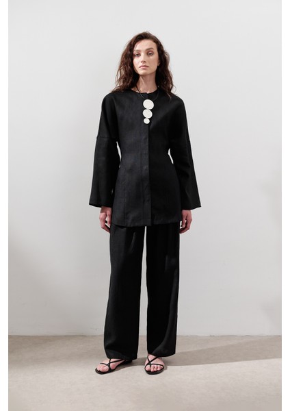 Keten Oturtmalı Ceket Siyah fiyatları