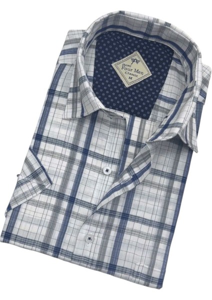 Erkek Klasik Rahat Kesim Ekoseli Kısa Kollu Gömlek