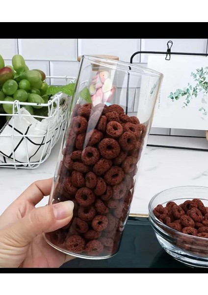 3 Adet Bambu Kapaklı Vakumlu Cam Kavanoz Bakliyat Şeker Çay Saklama Kabı 1300-1100-800ML fırsatları