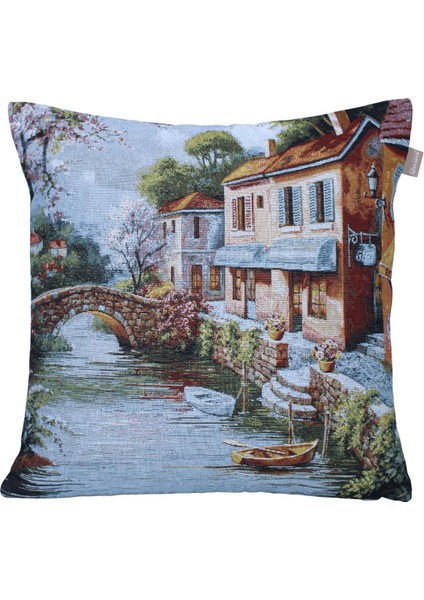 Belıeve Toledo Jakarlı Dokuma Goblen Dekoratif Manzara Kırlent 45*45