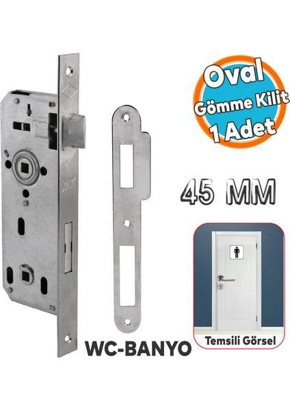 Wc Banyo Tuvalet Kapısı Kilidi 45 mm Pvc Kapı Ahşap Kapı Gömme Gövde Kilit Silindirsiz Barelsiz