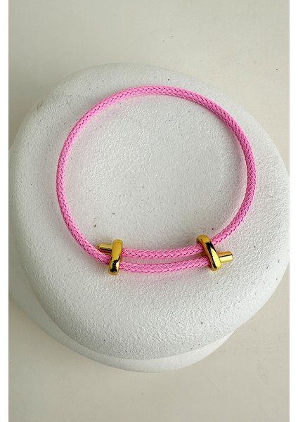 Renkli Örme Ip Çelik Plaka Detay Ayarlanabilir Bileklik