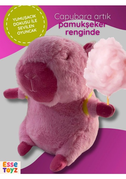 Yumuşacık ve Gerçekçi: 25 cm Pembe Pamuk Şeker Cappybara Peluş Oyuncak