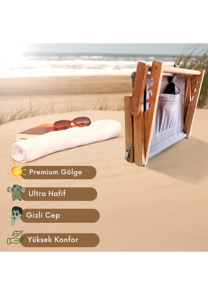 Ahşap Plaj Gölgeliği, Premium Güneşlik, Taşınabilir Katlanabilir fırsatları