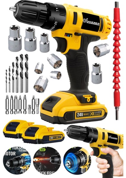 Darbeli 24V 5A Bakır Sargılı Isınmaz Motor 1750 Rpm Profesyonel Matkap