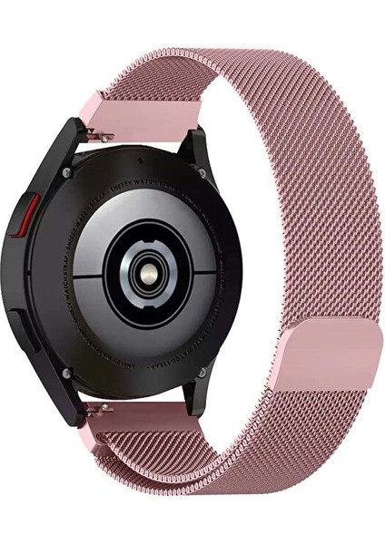 Galaxy Watch Active (42MM) Uyumlu 20MM Mıknatıslı Hasır Metal Kordon-12 Pembe