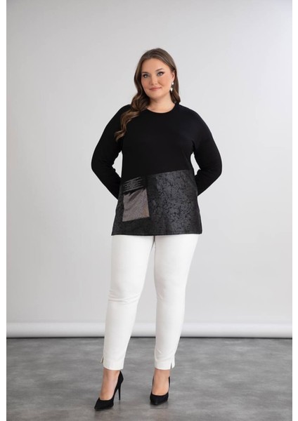 Kadın Büyük Beden Cepli Bluz