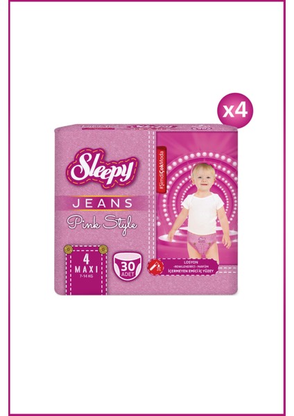 Pink Jeans Külot Bez 4 Numara Maxi 4’lü Jumbo 120 Adet
