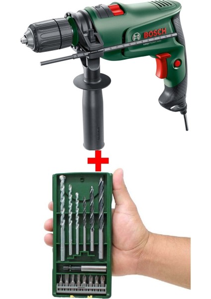 Darbeli Matkap 600W Anahtarsız Mandren ile 15 Parça Uç Seti ile Birlikte