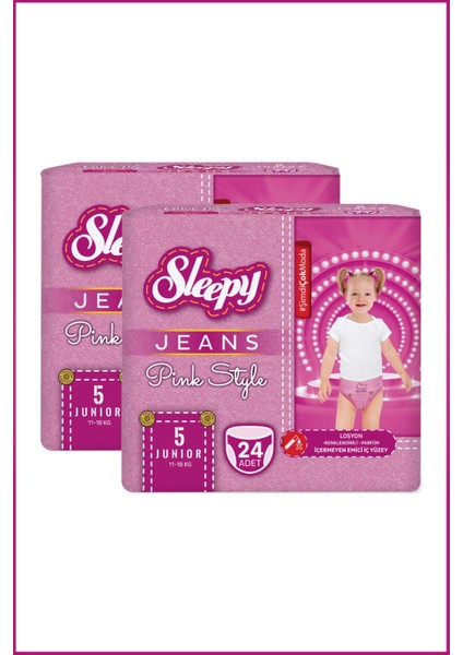 Pink Jeans Külot Bez 5 Numara Junior 2'li Jumbo 48 Adet modelleri