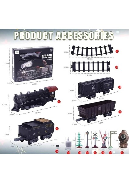 Classic Steam Kumandalı 2,4 Ghz Pilli Tren Seti 30 Parça modelleri