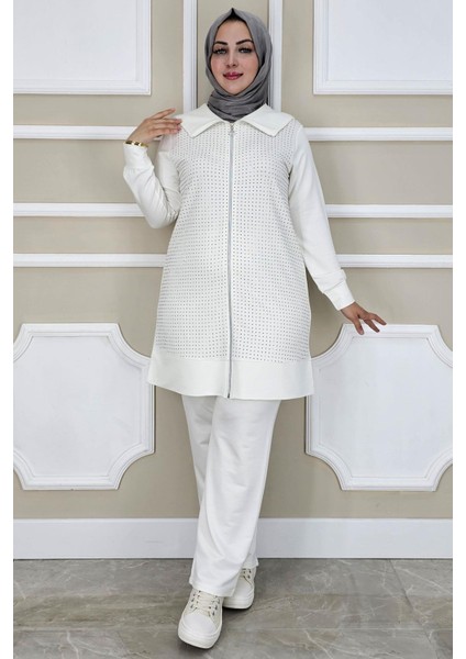 Kadın Beden Taş Detaylı Tesettür Takım modelleri