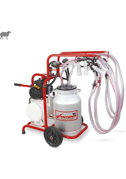 Dörtlü Koyun Süt Sağma Makinesi (Alüminyum Güğüm-Silikon Memelik) (Kuru Pompa)