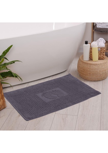Banyo Kareli Ayak Desenli Pamuk Ayak Havlusu 50X70CM Antrasit 2’li fiyatları