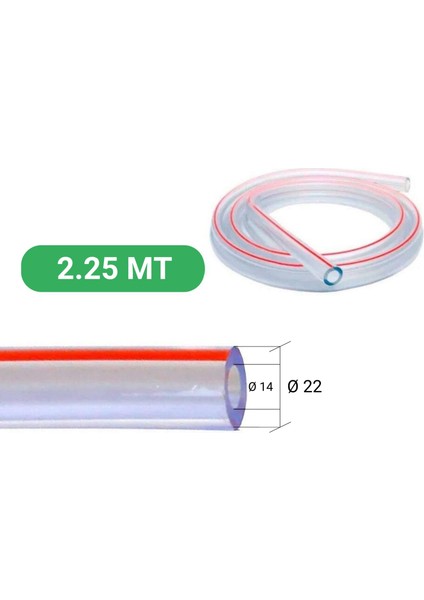 Süt Sağma Makinesi Üniversal Tekli Süt Hortumu (Ø14 x Ø22 mm) (2,25 Metre - Kesili)