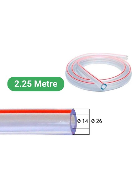 Süt Sağma Makinesi Üniversal Tekli Süt Hortumu (Ø14 x Ø26 mm) (2,25 Metre - Kesili)