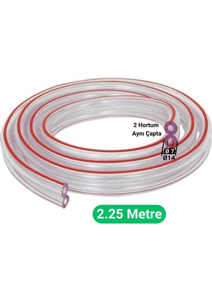 Süt Sağma Makinesi İkili Nabız Hortumu (Ø7 x Ø14 mm) (2,25 Metre - Kesili)