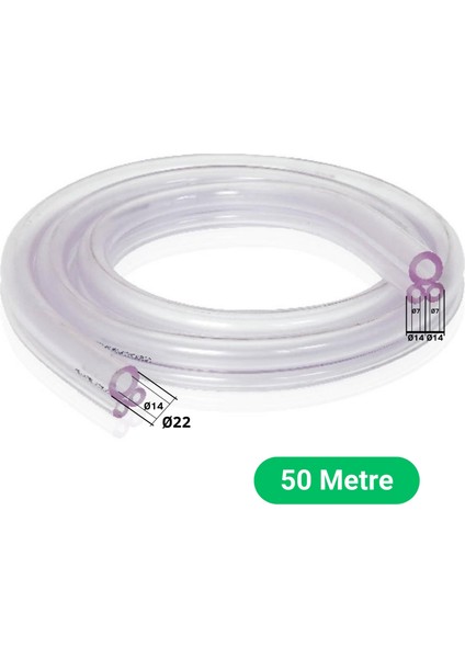 Süt Sağma Makinesi Üçgen Üçlü Süt Hortumu (Ø14xØ22/Ø7xØ14 mm) (50 Metre - Top)