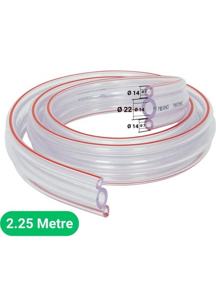 Süt Sağma Makinesi Üçlü Süt Hortumu (Ø14xØ22/Ø7xØ14 mm) (2,25 Metre - Kesili)