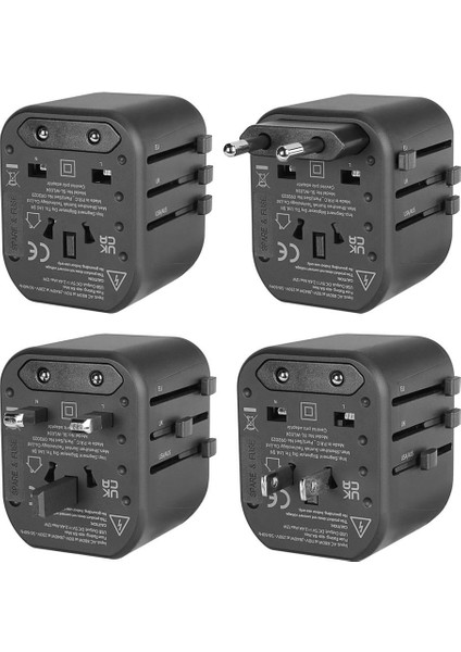 SW-KC028 2*usb 2.4A Yedek Akım Sigortalı 100-240V Universal Çevirici Priz Adaptör